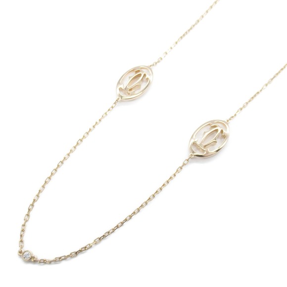 Cartier Logo Double C Diamond Necklace Jewelry Pink Gold